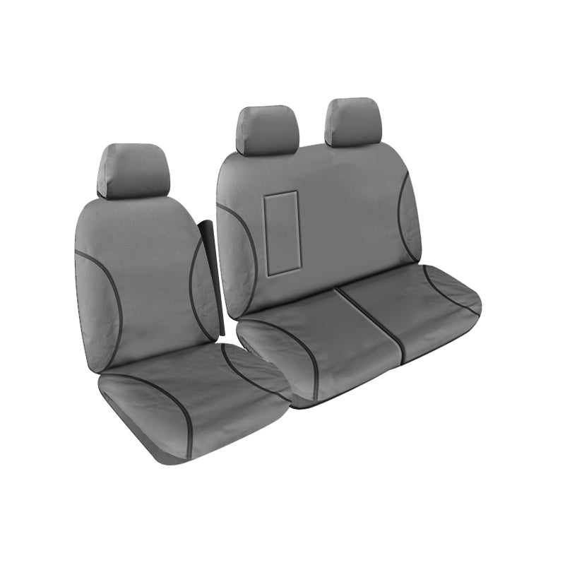 Tradies Full Canvas Seat Covers Suits Ford Transit VO Van/Crew Cab/Dual Cab - Bucket 3/4 Bench 2014-On Grey