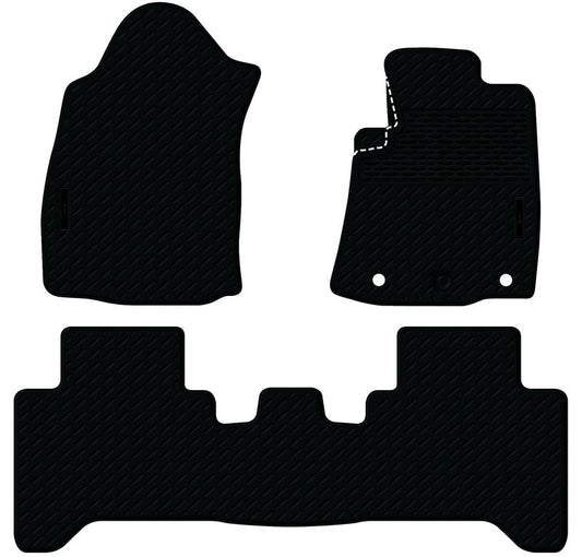 Rubber Custom Floor Mats suits Toyota Hilux (Auto) Dual Cab Workmate/SR/SR5 8/2015-On Front & Rear Black MRBTY002BLK2RW