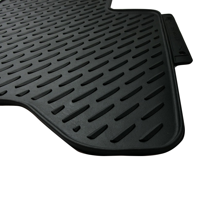 Rubber Custom Floor Mats suits Toyota Hilux (Auto) Dual Cab Workmate/SR/SR5 8/2015-On Front & Rear Black MRBTY002BLK2RW