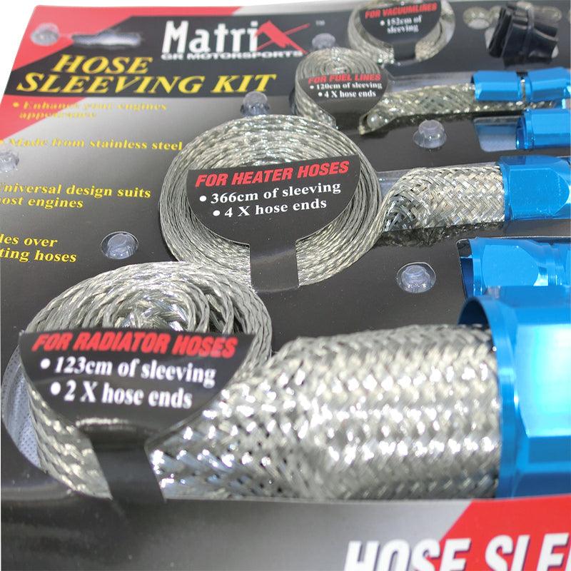 Anodised Braided Hose Kit And Sleeves - Blue MX890B