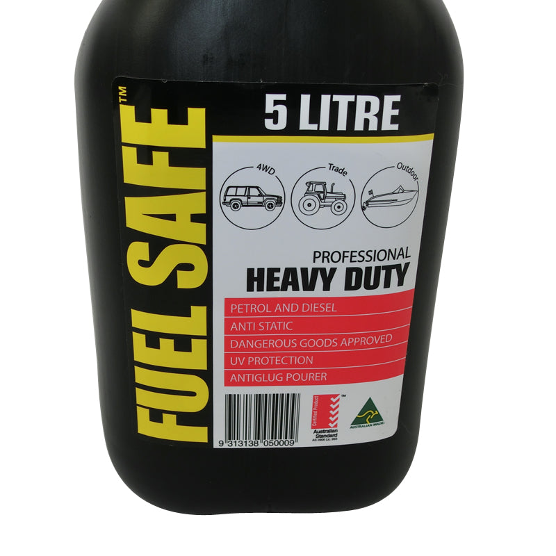 Fuel Safe' Heavy Duty Plastic Fuel Can 5 Litre  Black JCAN5LTBLK