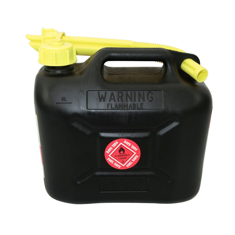 Fuel Safe' Heavy Duty Plastic Fuel Can 5 Litre  Black JCAN5LTBLK