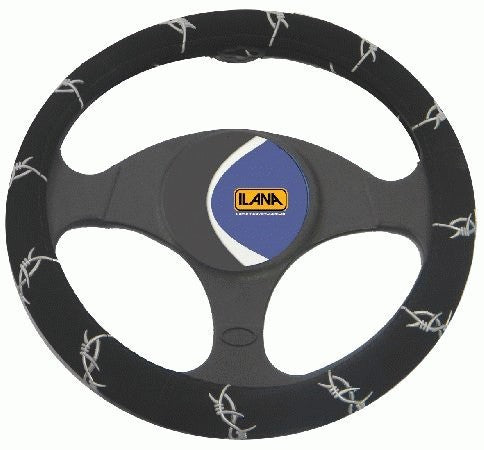 Barbed Wire Steering Wheel Cover Black