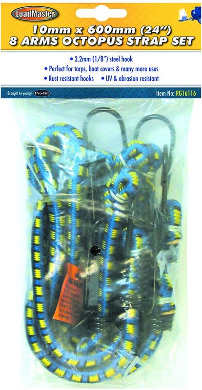 Tie Downs & Luggage Straps - Set Of 8 Octopus Straps With 8 Hooks 10mm x 600mm (24") RG16116