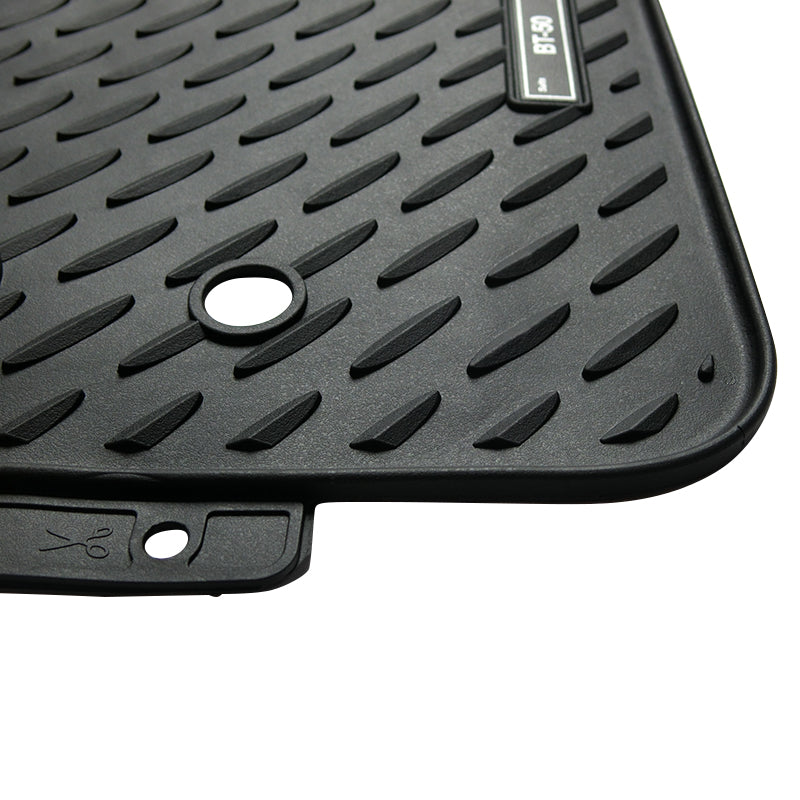 Rubber Custom Floor Mats Suits Mazda BT-50 Dual Cab UN/UP/UR 10/2011-7/2020 Front & Rear Black MRBMZ001BLK2RW