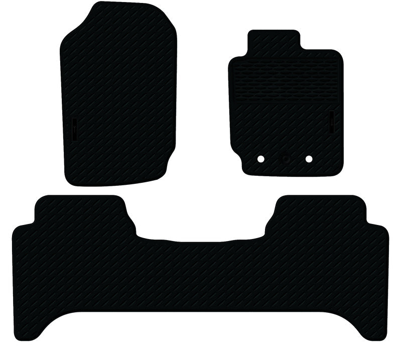 Rubber Custom Floor Mats Suits Mazda BT-50 Dual Cab UN/UP/UR 10/2011-7/2020 Front & Rear Black MRBMZ001BLK2RW