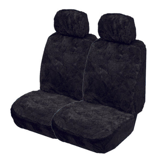 Black Explorer Diamond Pattern Sheepskin Size 30 (Lambswool) Deploy Safe Seat Covers Pair