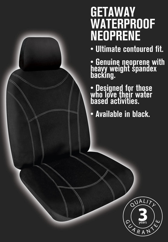 Getaway Neoprene Black Seat Covers Set Suits Mazda 6 GJ GL Sedan 12/2012-On 2 Rows Black Stitch