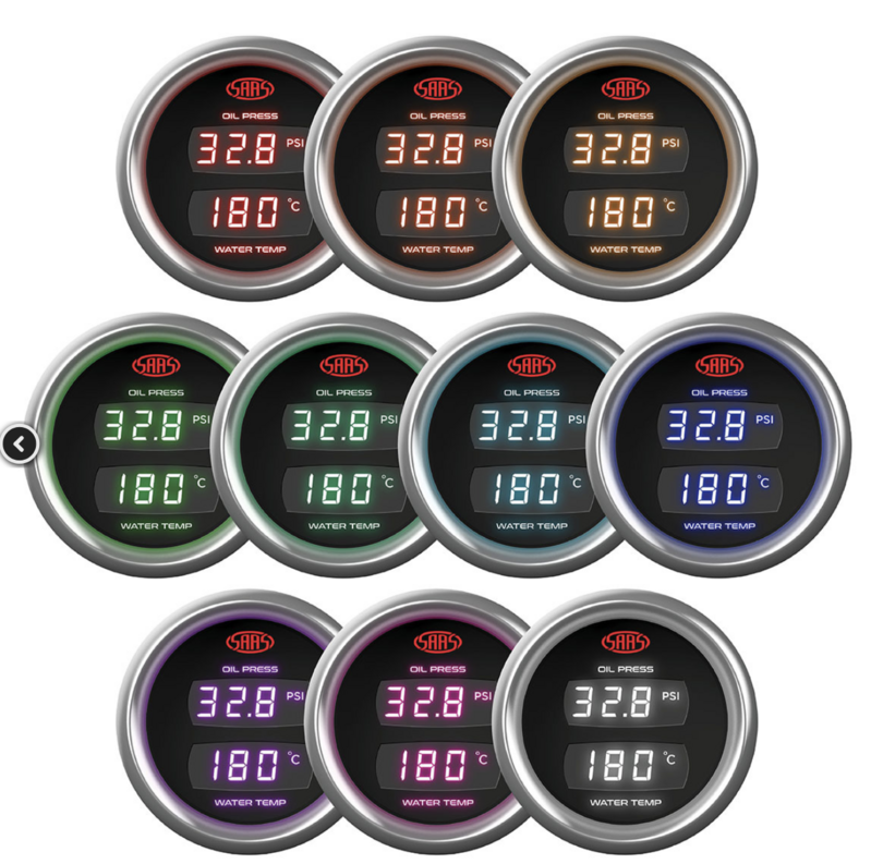 Saas 52mm 2 Inch Car Dual Oil Pressure Gauge 0-140PSI Water Temperature 40°-120° TRAX SG913020