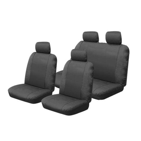 Custom Canvas Seat Covers Suits Mitsubishi Triton Dual Cab 09/2009-10/2011 Airbag Safe Black