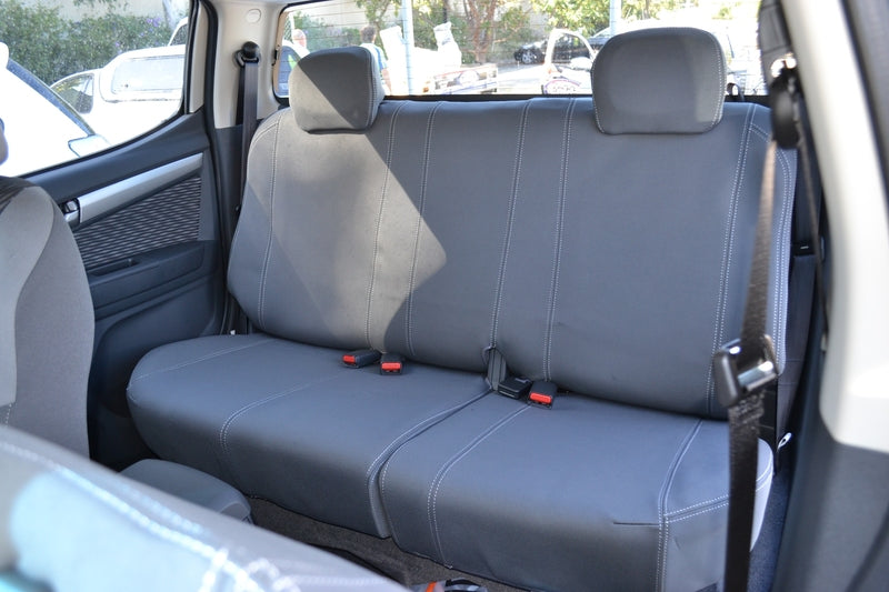 Wet Seat Grey Neoprene Seat Covers Suits Holden Colorado RG LX-LT Dual Cab 6/2012-9/2013