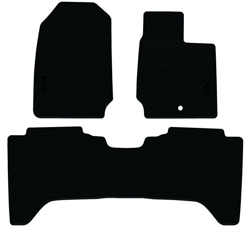 Rubber Custom Floor Mats Suits Mazda BT-50 TF Dual Cab 8/2020-on Front & Rear Black MRBMZ004BLK2RW