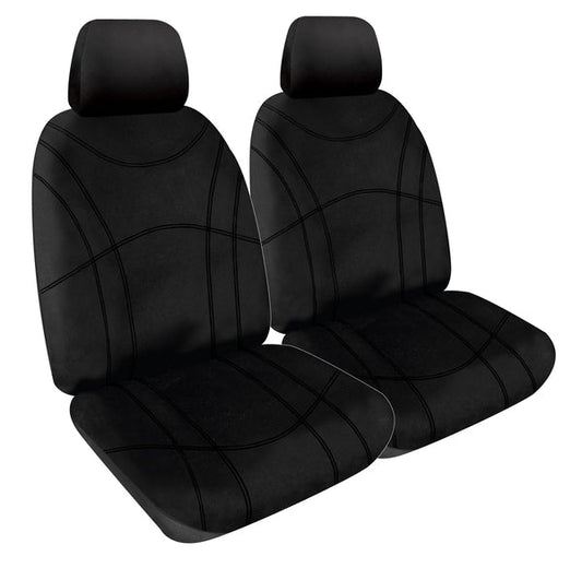 Getaway Neoprene Seat Covers Suits Nissan Navara D23 NP300 RX/ST/ST-X King Cab 3/2015-12/2020 Black Stitch