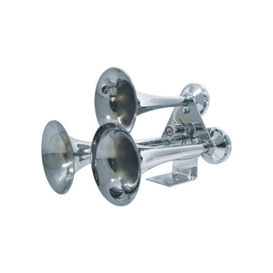 Chrome Truck Train Triple Air Horns 12V 24V -  OTH-1430CZ