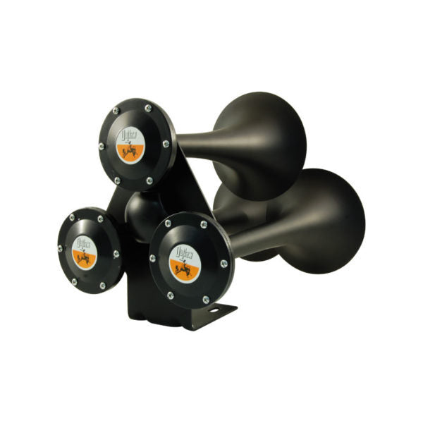 Black Truck Train Triple Air Horns 12V 24V -  OTH-1430CZ-BK