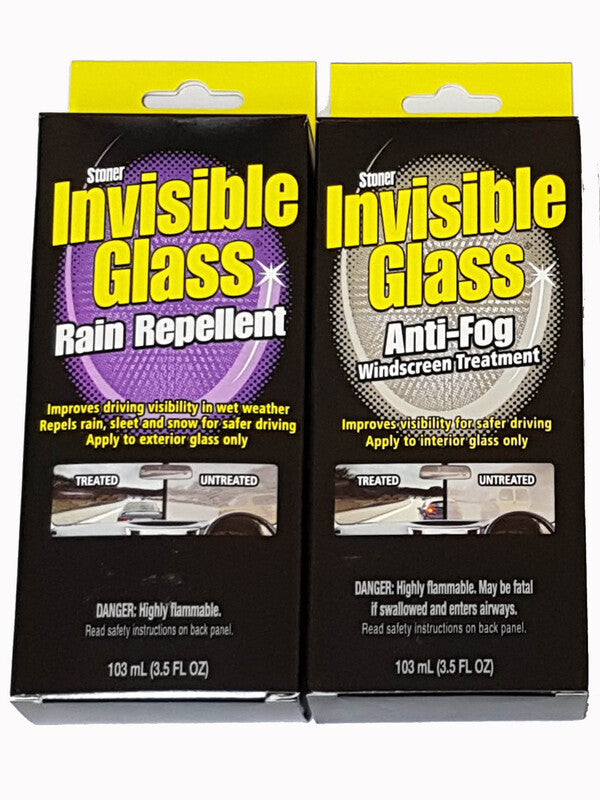 Invisible Glass Rain Water Repellant & Anti-Fog 206ml Combo Windscreen Window Glass Treatment