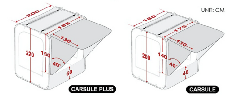 Carsule Plus Car Pop-Up Cabin Capsule Awning Camping Tent 2.2m H x 2m W