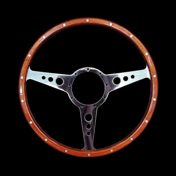 Classic 3 Spoke Flat 15″ Wood Rim Steering Wheel 9 Bolt AAA-8361