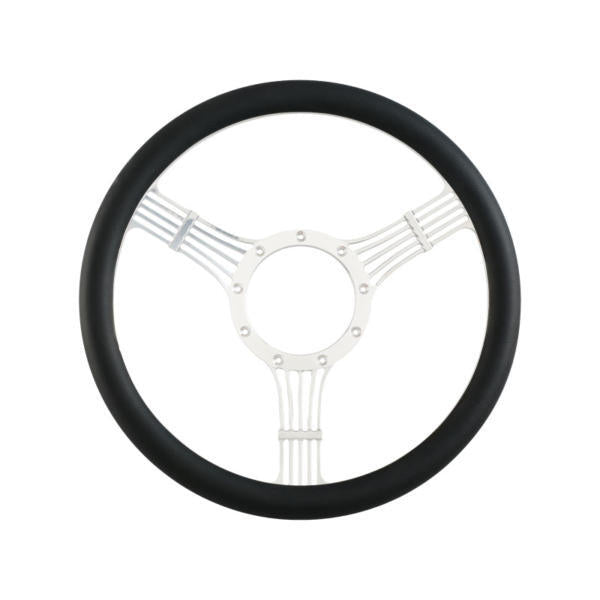 Cal Custom 14″ Banjo Billet Aluminium Steering Wheel Black Leather Half-Wrap CAL-4562/140-BK