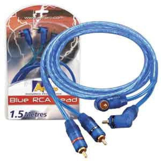 RCA Leads 1.5 Metre Translucent Blue Braided Aluminium Foil Shields 1.5 Metre  PS62