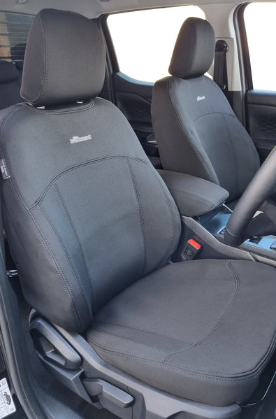 Wet Seat Neoprene Seat Covers Suits Ford Ranger RA Dual Cab 7/2022-On Black with Black Stitch