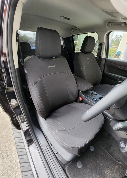 Wet Seat Neoprene Seat Covers Suits Ford Ranger RA Dual Cab 7/2022-On Black with Charcoal Stitch