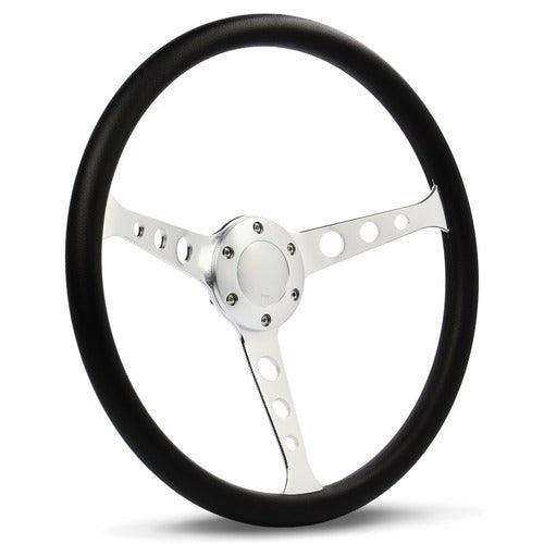 Saas 15in Poly Sports Steering Wheel ADR Approved Classic Brushed Alloy Holes SW702BH