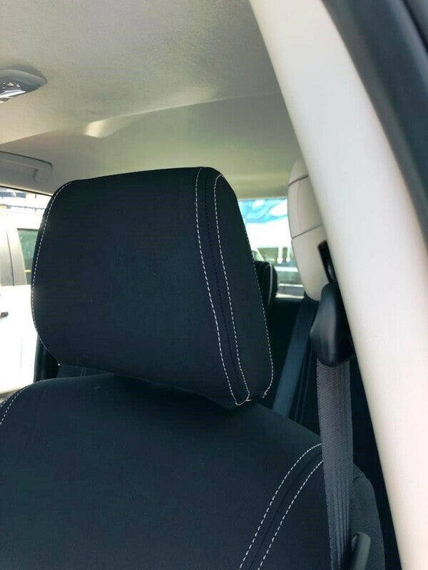 Velocity Neoprene Seat Covers Suits Ford Ranger Next Gen Dual Cab XLT/Sport/Wildtrak 5/2022-On Black with White Stitch