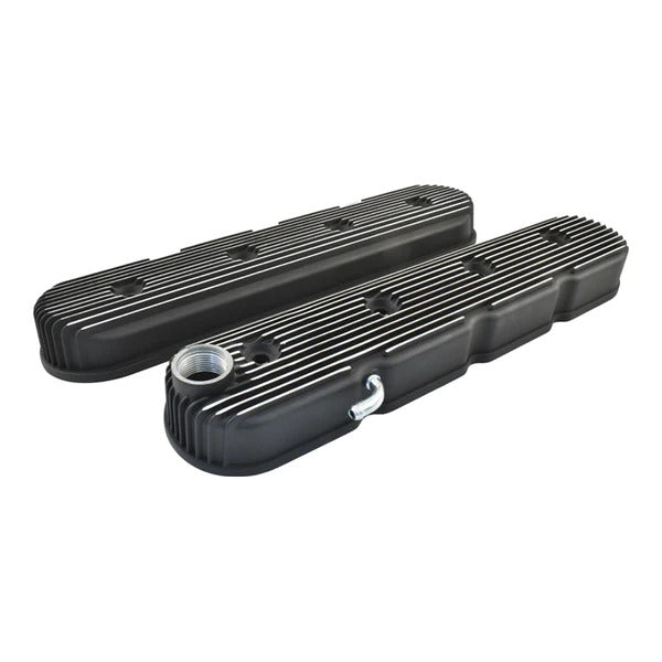 Black Finned Cast Aluminium GM LS Valve Covers w/o Coil Mounts CAL-4764BK