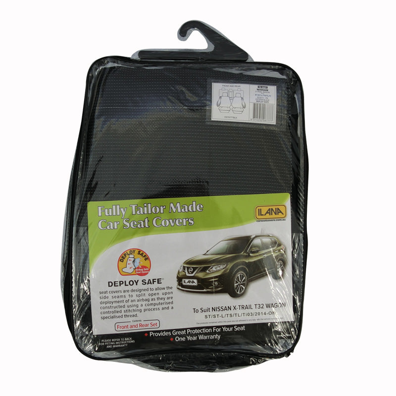 Velour Seat Covers Custom Suits Nissan X-Trail T32 5 Seater ST/ST-L/Ti/TS 3/2014-2022 2 Rows Black Deploy Safe Airbag