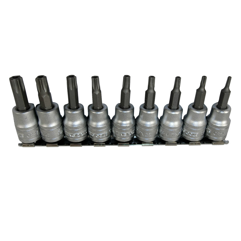 Teng Tools 3/8 inch Drive 9 Piece Tamper Proof Torx Bit Socket Set M3813TPX