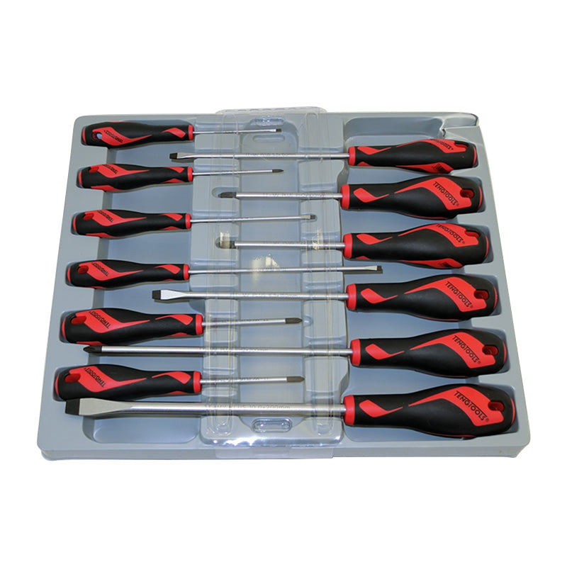 Teng Tools - 12 Piece Mega Drive Screwdriver Set Slotted Phillips and Pozi MD912N