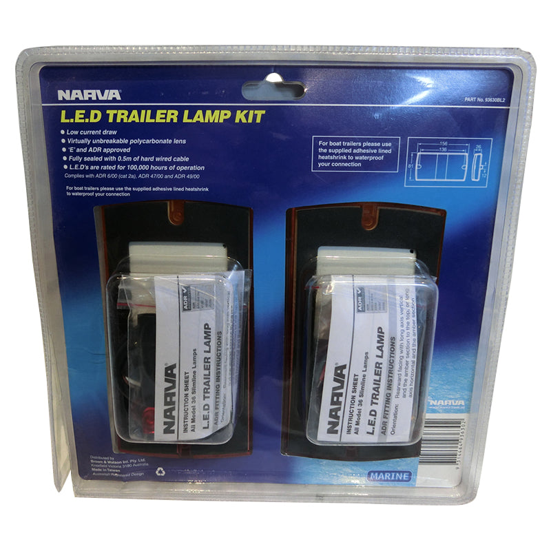 Narva 12 Volt L.E.D Slimline Boat Trailer Lamp Combo Pair Stop / Tail / Indicator N93630BL2