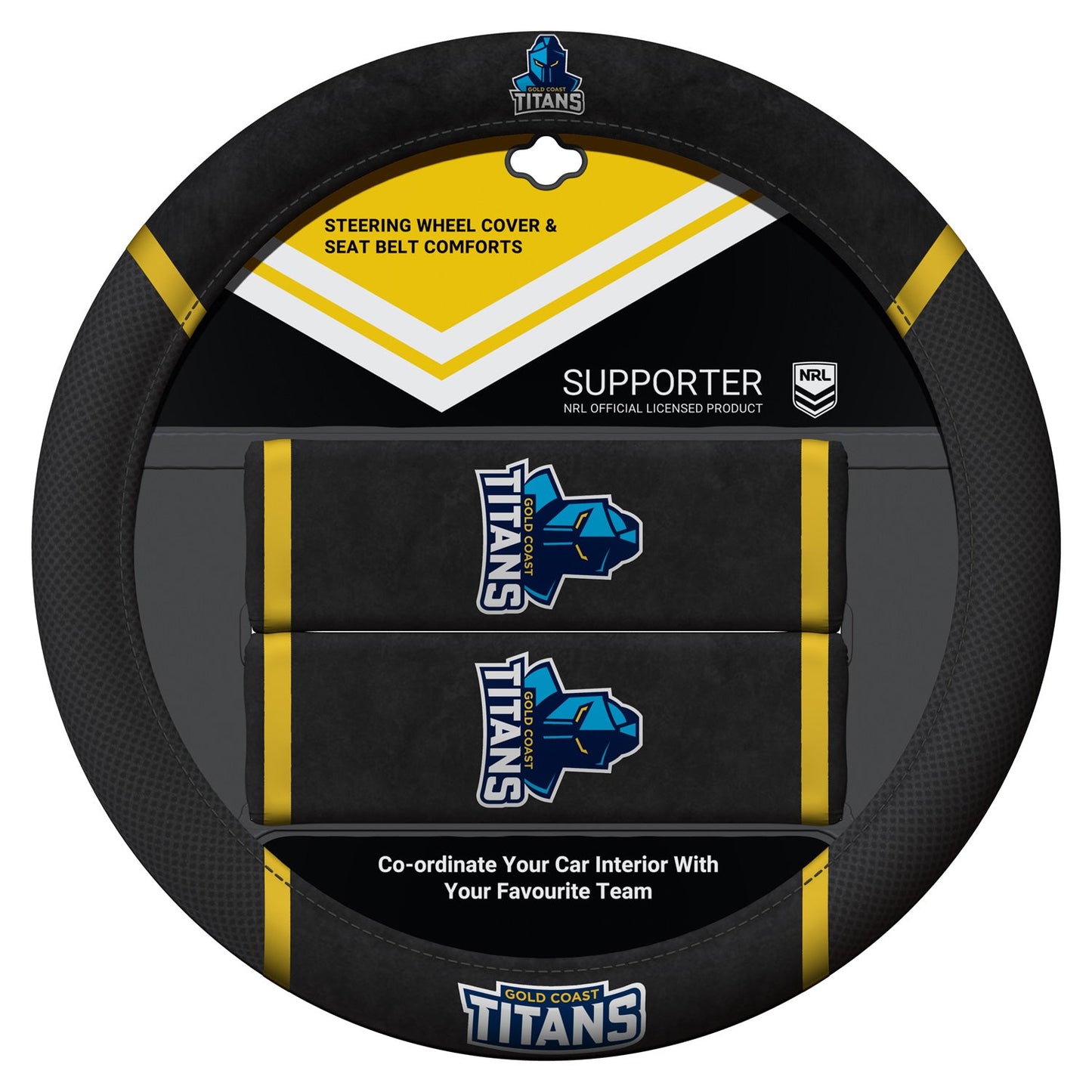 NRL Gold Coast Titans Steering Wheel Cover 2024