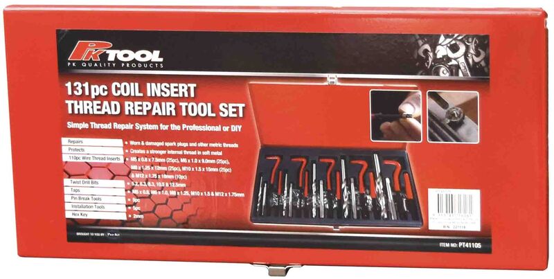 Thread Repair Kit - 131Pc Coil Insert With Drills, Taps & Coils M5, M6, M8, M10 & M12