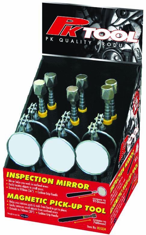 Inspection Mirror & Magnetic Pick Up Tool 12Pc Pos Display - 6 Of Each