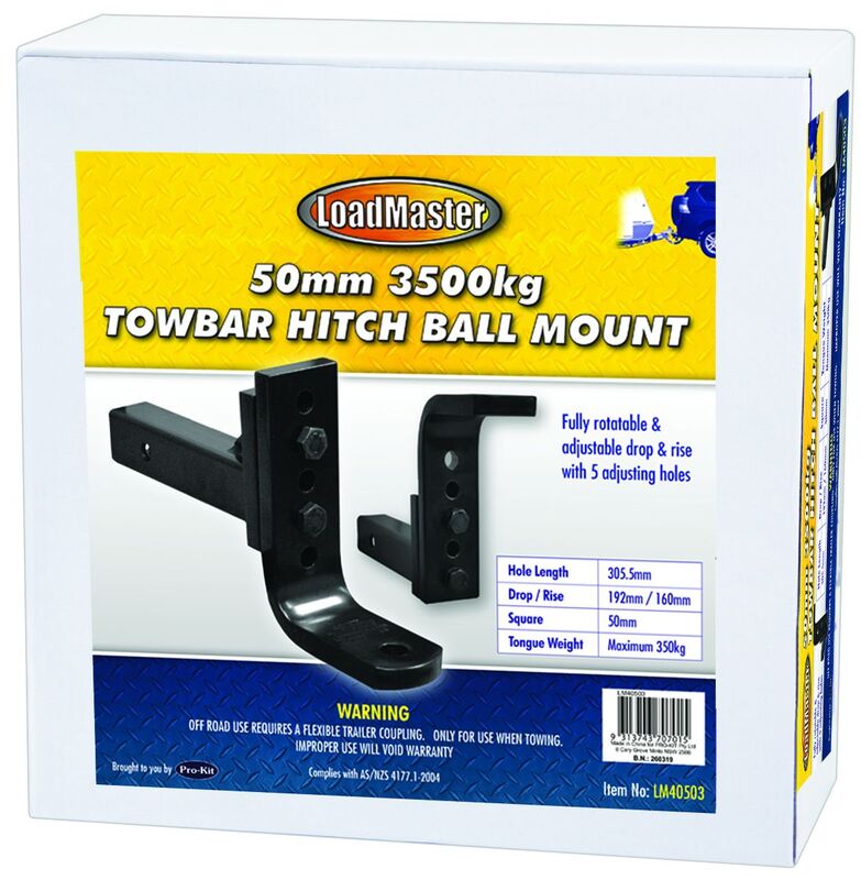 Towbar Hitch - 50Mm 305.5Mm Hole Length 192Mm Drop Adjustable 3500Kg