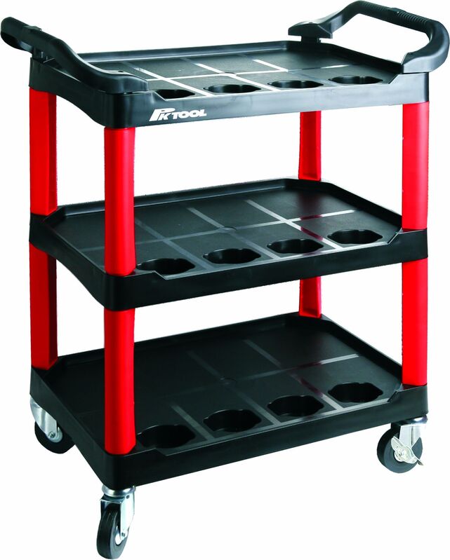 Tool Trolley - 3 Shelf Locking Wheels 135Kg Total Capacity