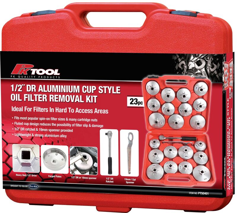 Oil Filter Removal Kit - 21Pc 1/2 Inch Cup Style Alluminium