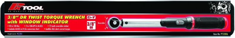 Torque Wrench - 3/8  Drive With Window Indicator Click Type 20 To 100Nm With Case