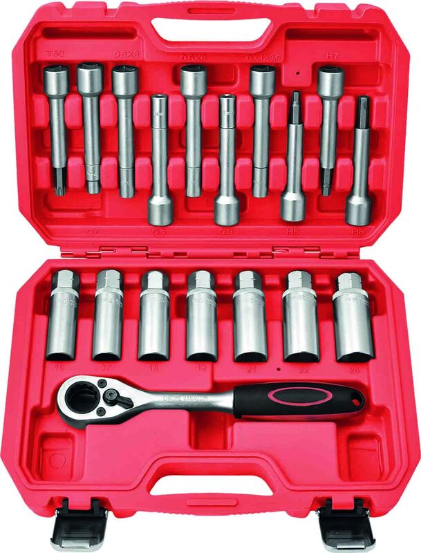 Shock Absorber Tool Set - 18Pc 1/2  Dr Ratchet & 17 Sockets & Long Bits