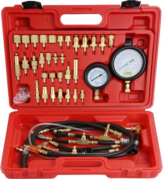 Efi Fuel Pressure Tester Kit - 41Pc Master Twin Gauge 15 & 140Psi