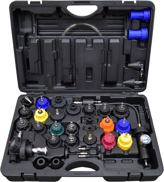 Radiator Pressure Testing Kit - 37Pc With Coolant Refiller Kit & Hoses