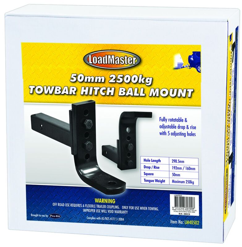 Towbar Hitch - 50Mm 298.5Mm Hole Length 192Mm Drop Adjustable 2500Kg