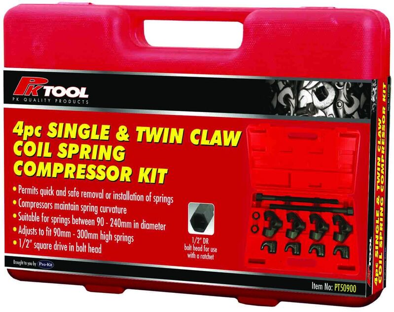 Coil Spring Compressor Kit - 2Pc Twin & Single Claw 300Mm Screw