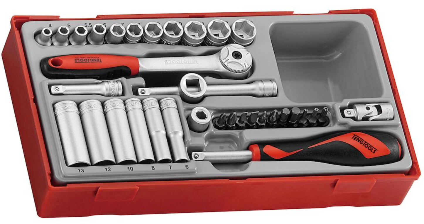 Teng Tools 35 Piece 1/4 inch Drive Metric Socket Set TT1435