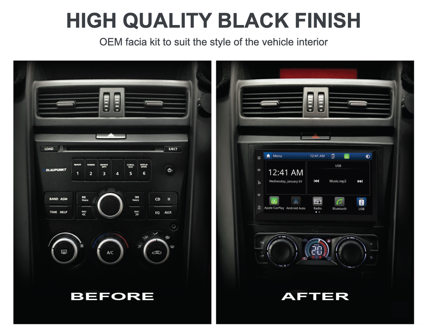 Facia Installation Kit Suits Holden Commodore VE Series 1 Single Zone Climate Control FP9355BK Black