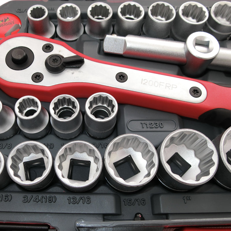 Teng Tools - 30 Piece 1/2 inch Drive Rosso Socket Set MM/AF T1230