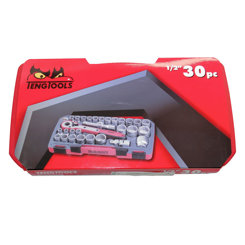 Teng Tools - 30 Piece 1/2 inch Drive Rosso Socket Set MM/AF T1230