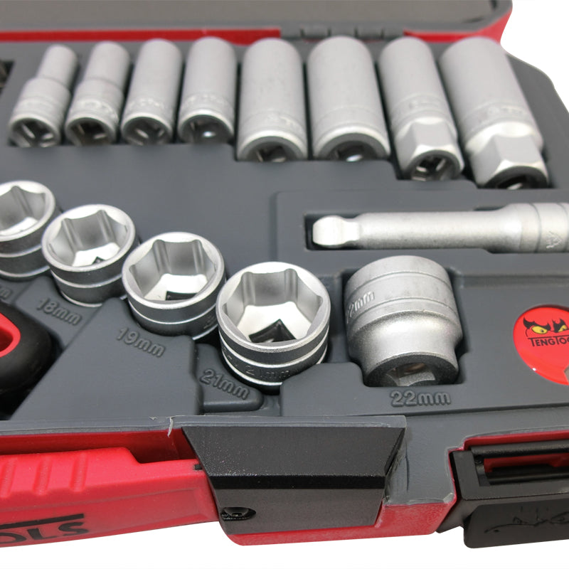 Teng Tools 39 piece 3/8 inch Metric Ratchet Socket Tool Kit Set Bits TX10-TX20 T3839